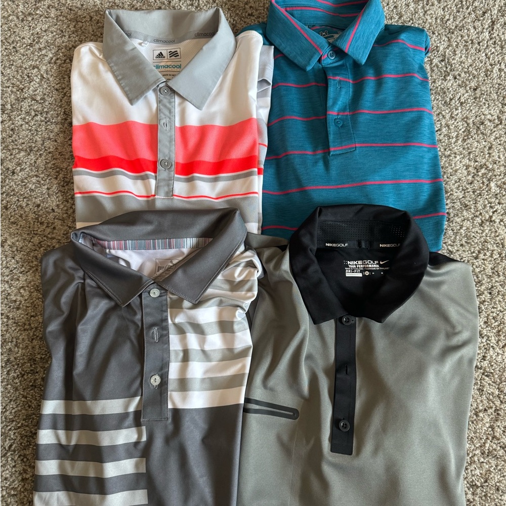 Lot of Golf Polos - Nike, Puma, Under Armour, Adidas - All size Medium